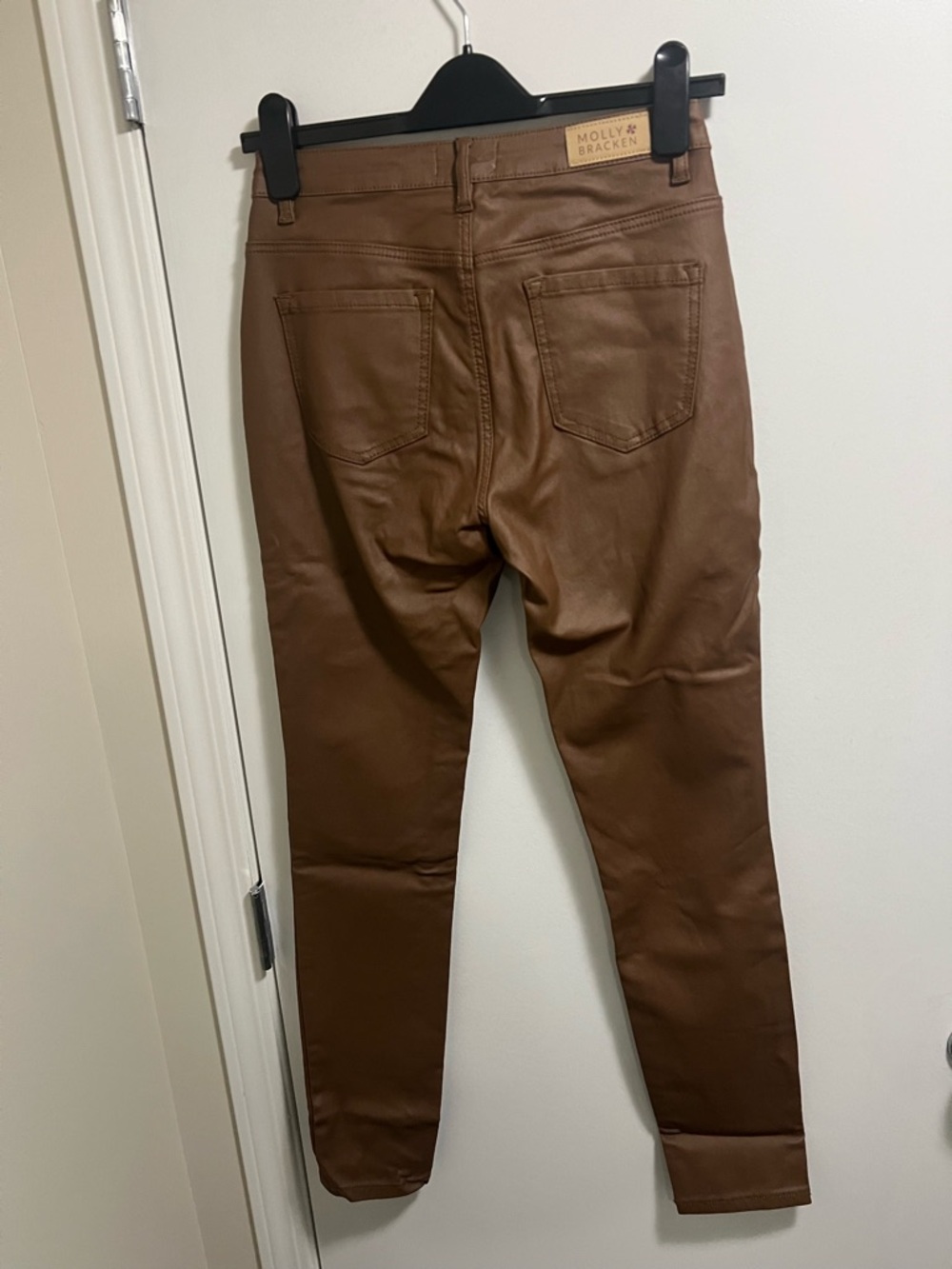 Molly Bracken Cognac Pleather Pants - Picture 3 of 6